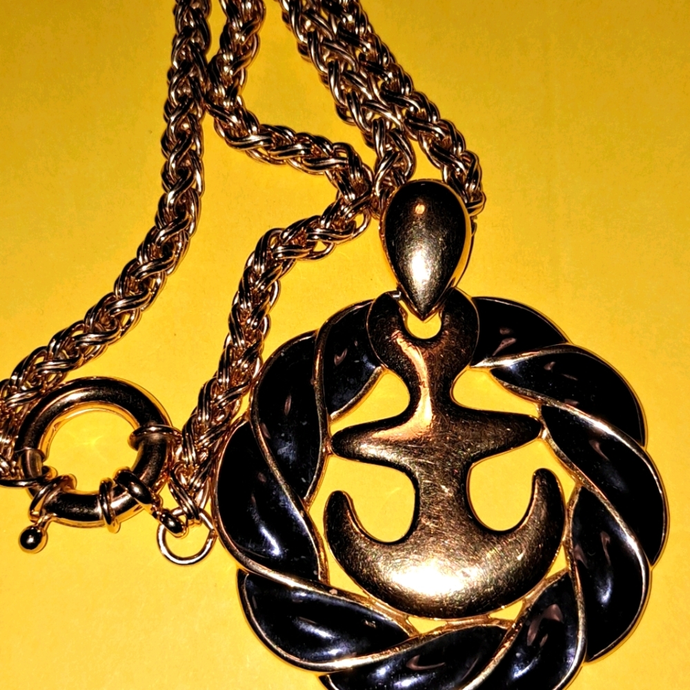 Black Anchor Pendant Necklace Nautical Napier